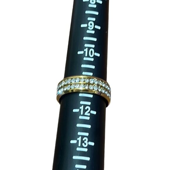 Brand New!! Size 11 stainless steel double row zircon stone ring - Picture 3 of 4